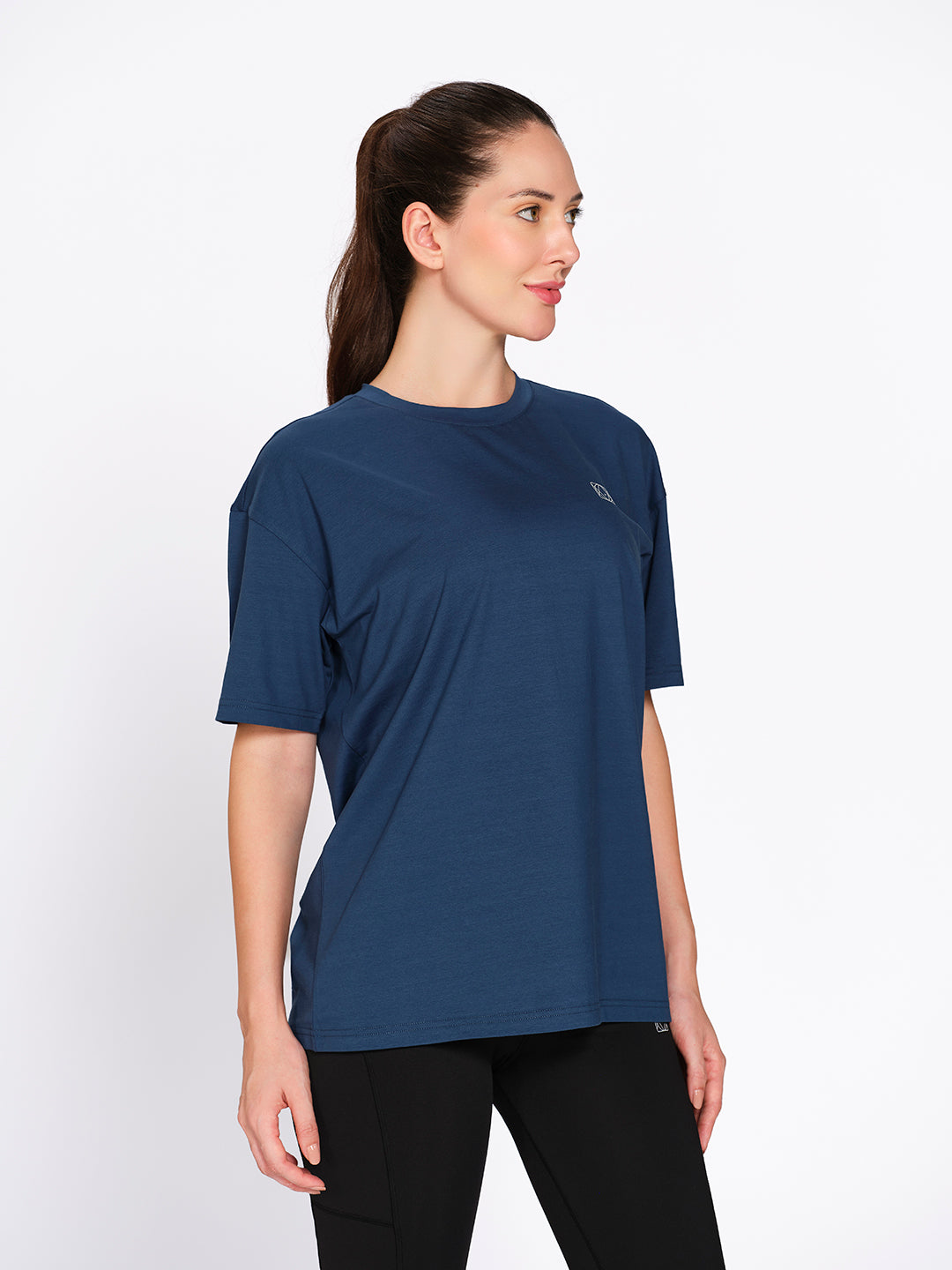 Munns & Mars Women's Cotton Spandex Solid Oversized Hip-Length T-Shirt