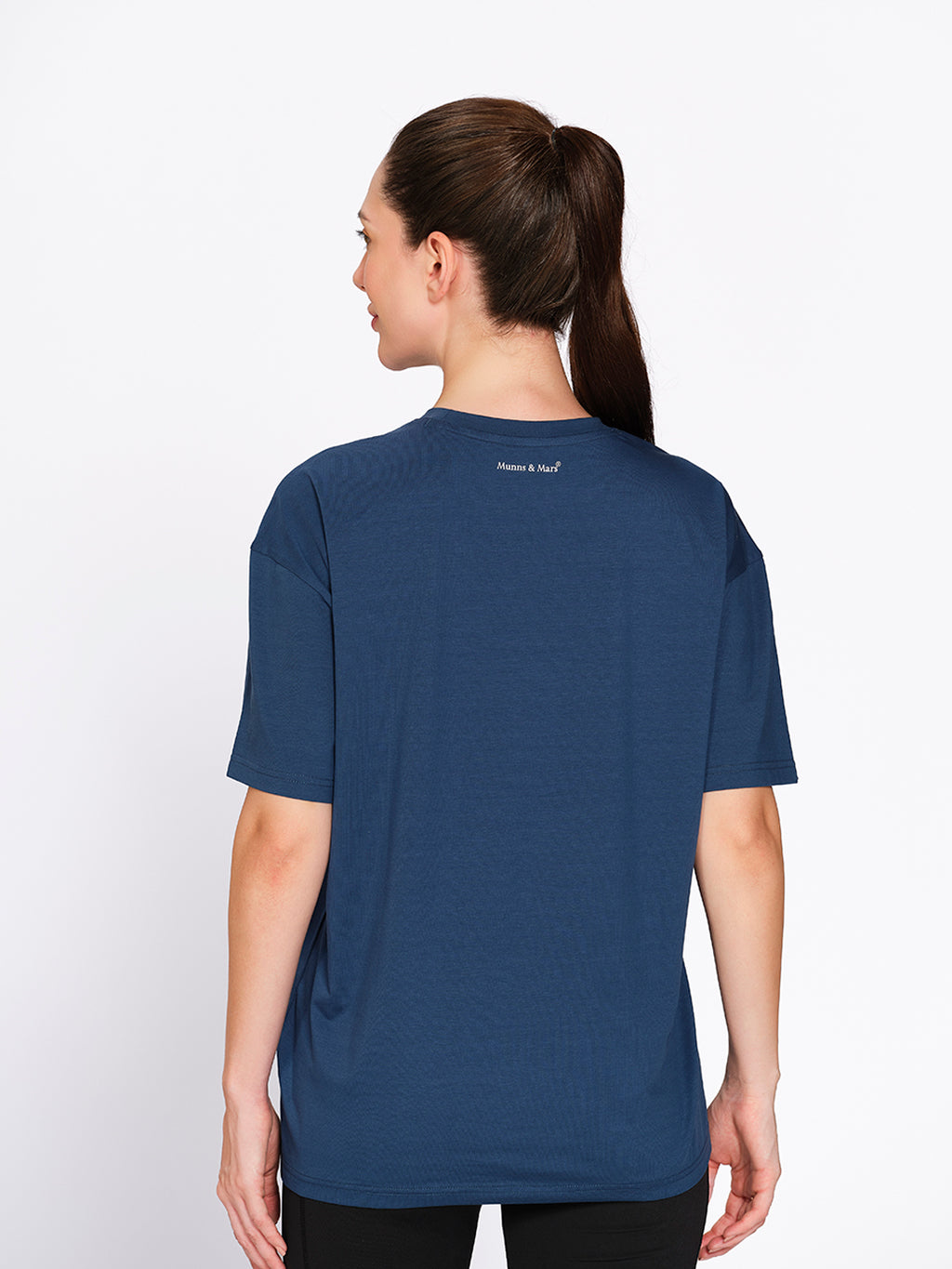 Munns & Mars Women's Cotton Spandex Solid Oversized Hip-Length T-Shirt