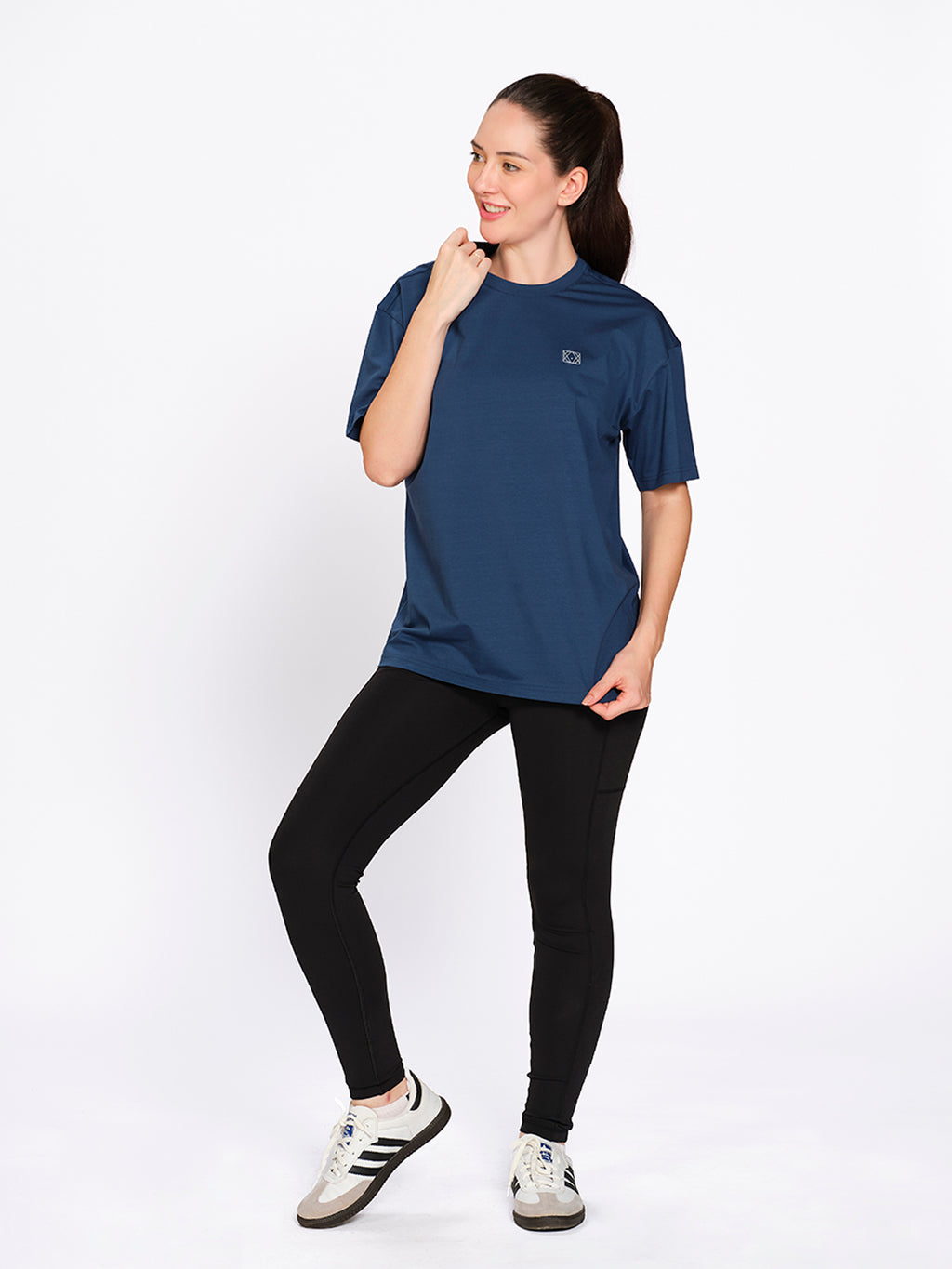 Munns & Mars Women's Cotton Spandex Solid Oversized Hip-Length T-Shirt