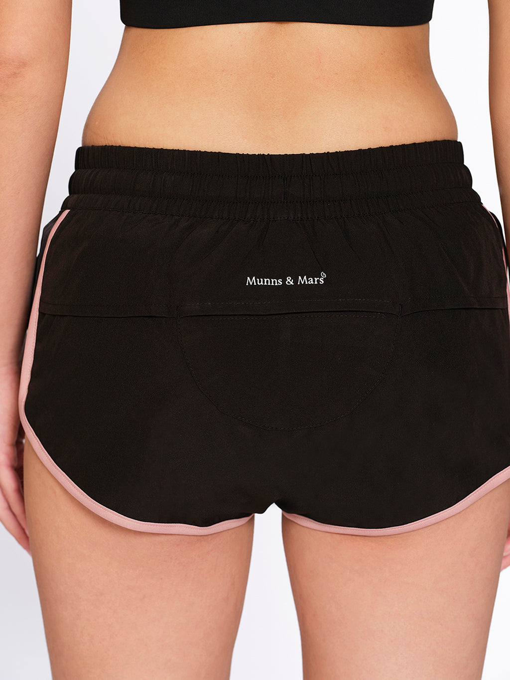 Munns & Mars Women's Solid Dry Fit Running Shorts with Inner Panty & Back Pocket