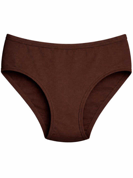 Mid Waist Hipster Panty With Outer Elastic - Coffee