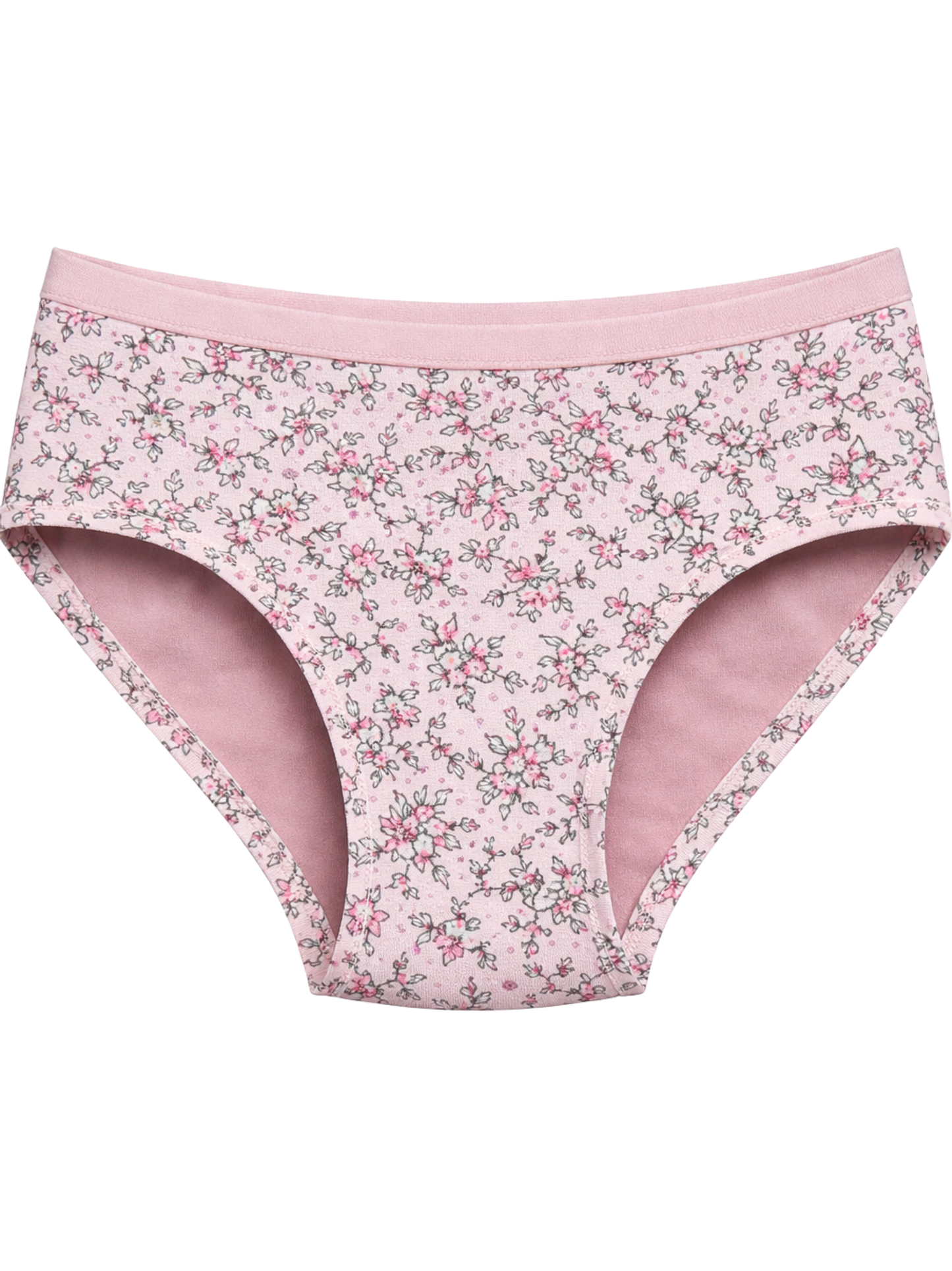 Mid Waist Hipster Panty With Outer Elastic - Pink Floral Printed