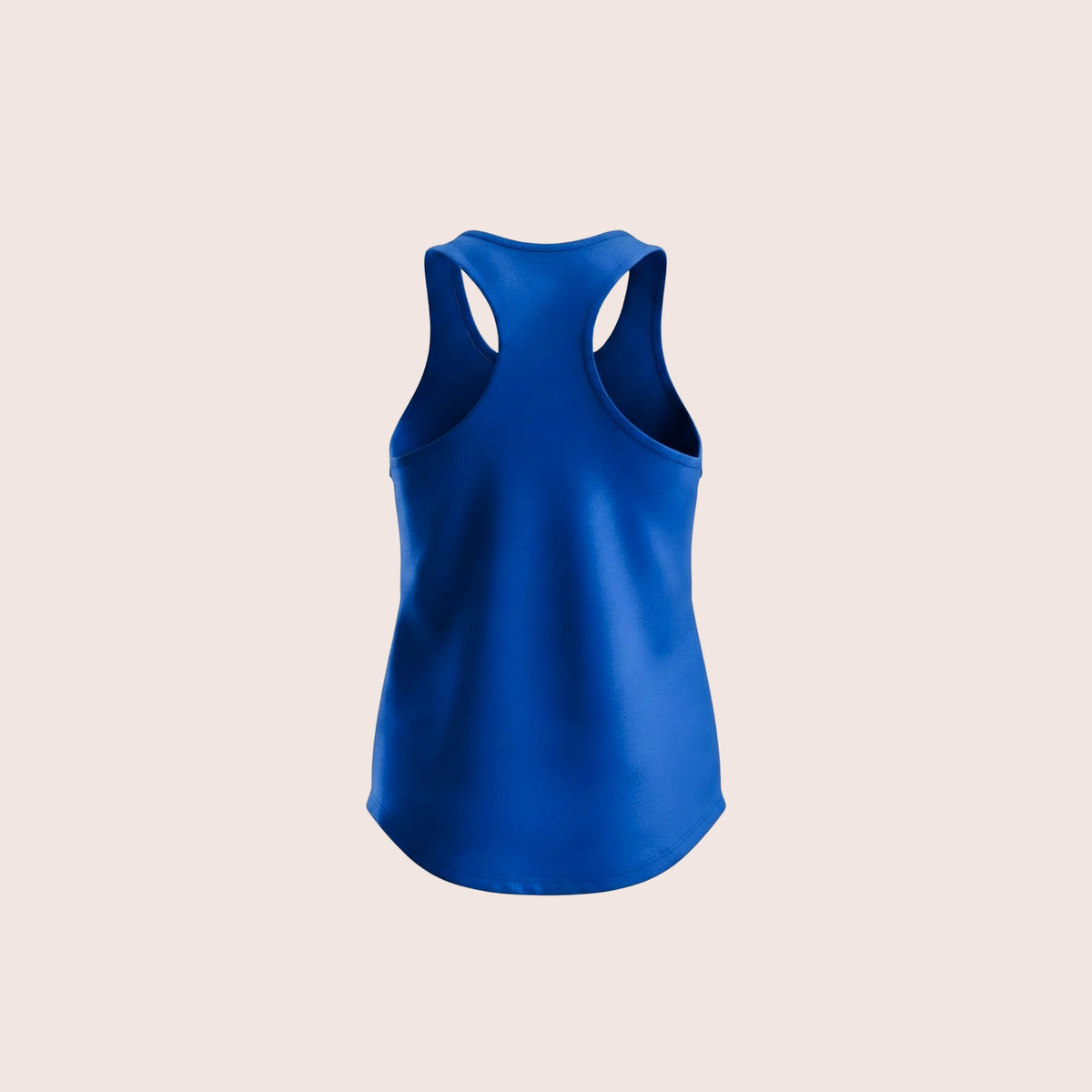 Navy Blue activewear racerback tank top, flat product shot, alternate view — Munns & Mars