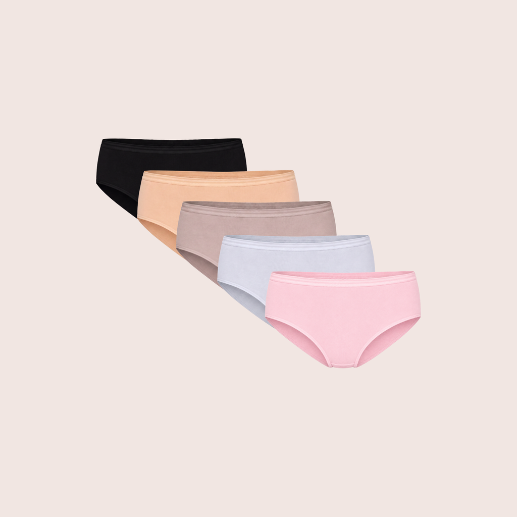 Munns & Mars Womens Cotton Mid Waist Hipster Panty Pack Of 5