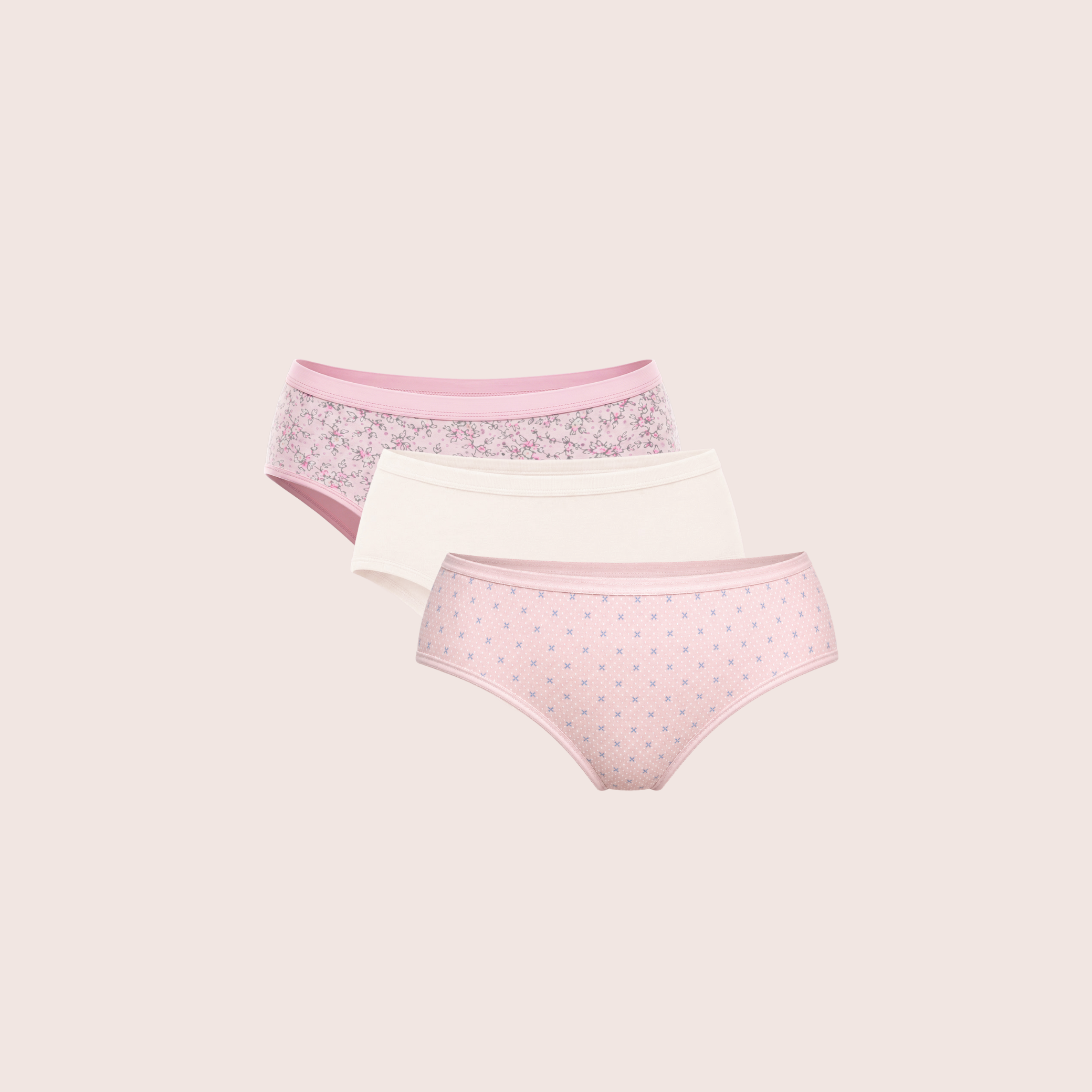 Munns & Mars Womens Cotton Printed Mid Waist Hipster Panty Pack of 3