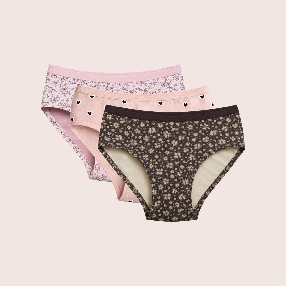 Munns & Mars Womens Cotton Printed Mid Waist Hipster Panty Pack of 3