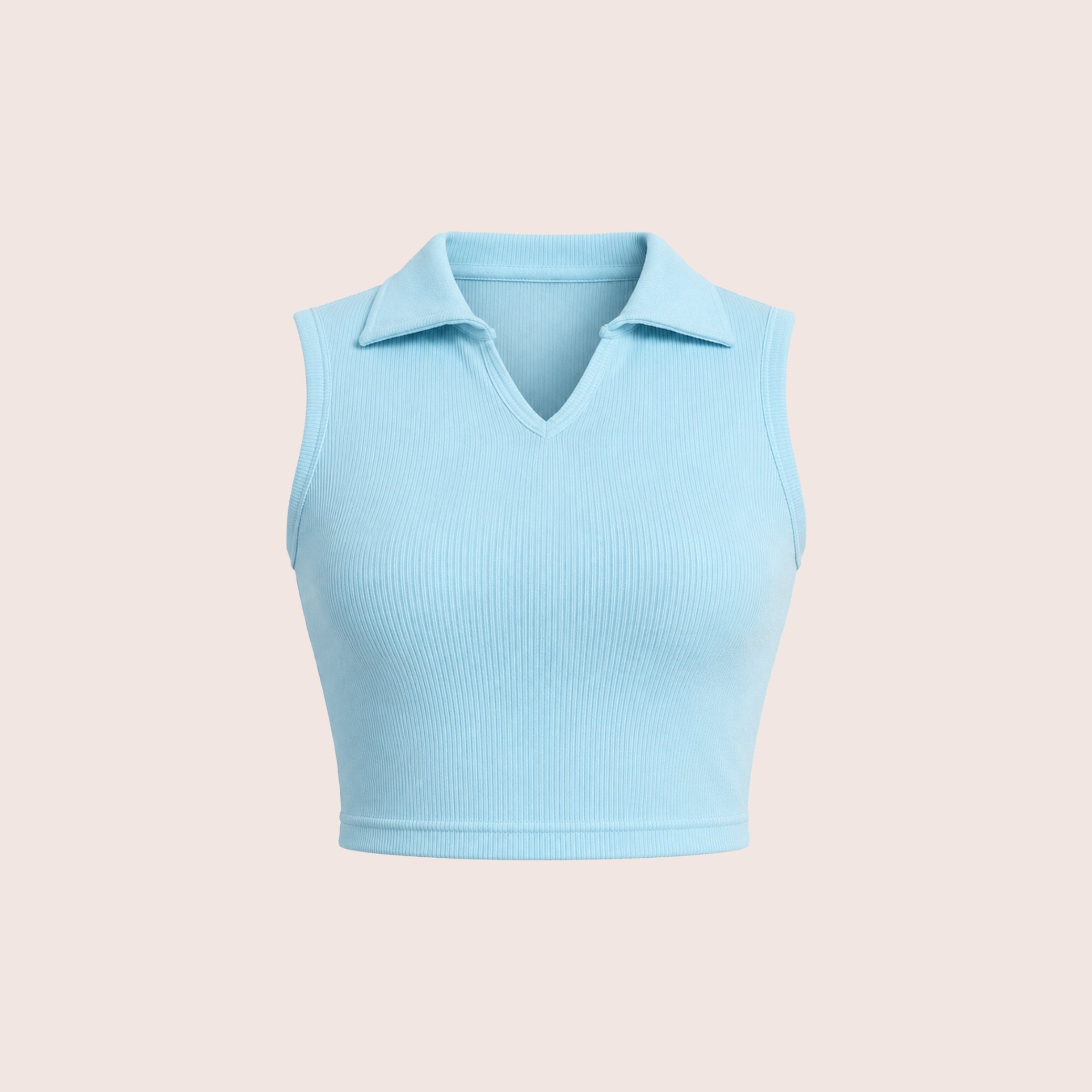 Munns & Mars Womens Casual Wear Ribbed Polo Tank Top