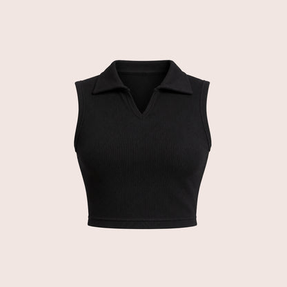 Munns & Mars Womens Casual Wear Ribbed Polo Tank Top