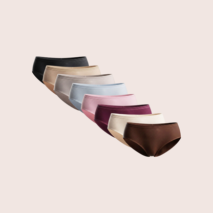 Munns & Mars Womens Cotton Mid Waist Hipster Panty - Pack of 8
