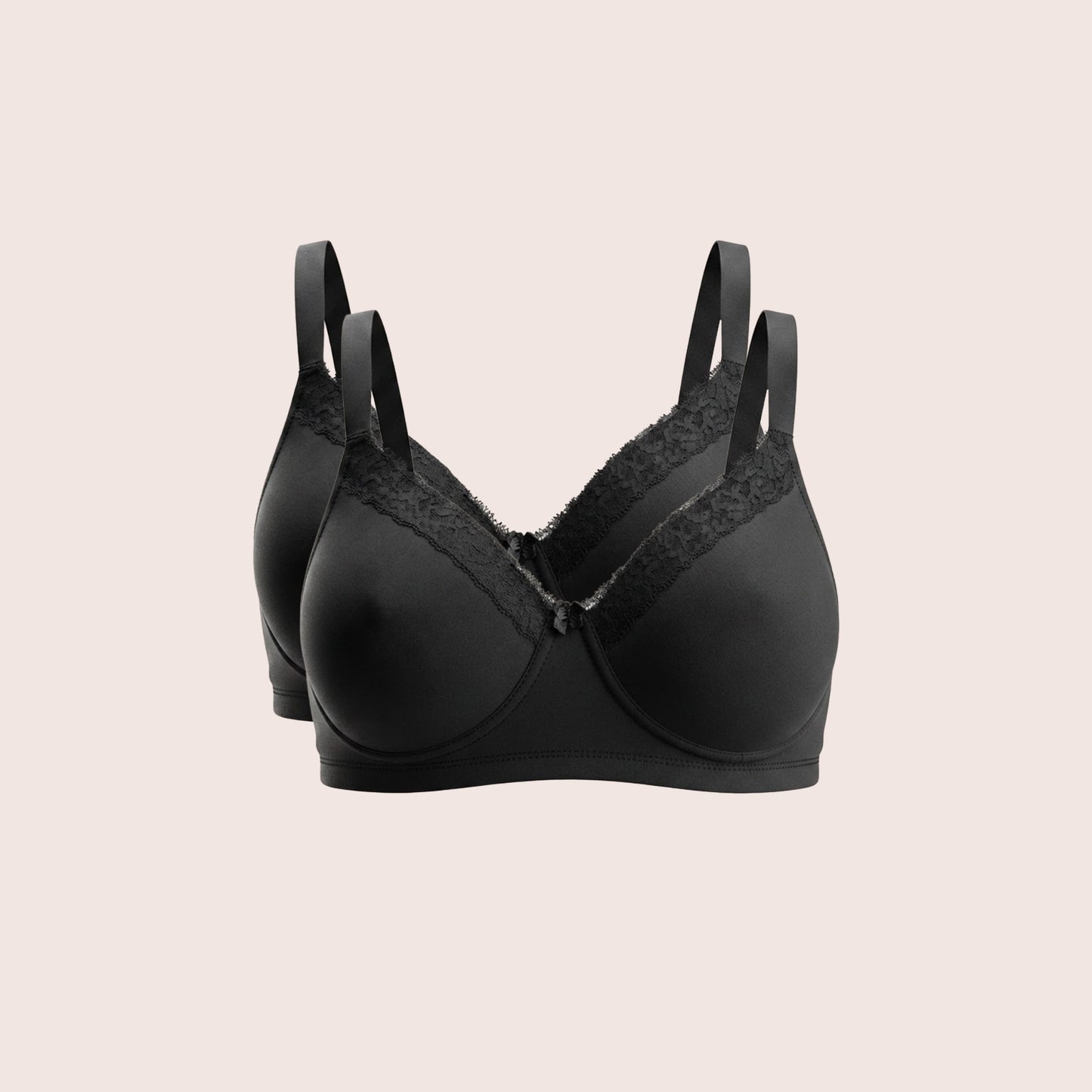 Munns & Mars Womens Cotton Lightly Padded T-Shirt Bra Plain and with Lace -  Pack of 2