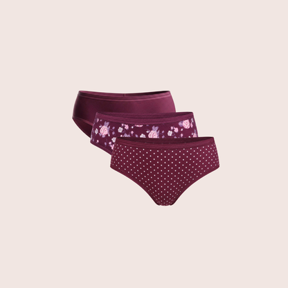 Munns & Mars Womens Cotton Printed Mid Waist Hipster Panty Pack of 3
