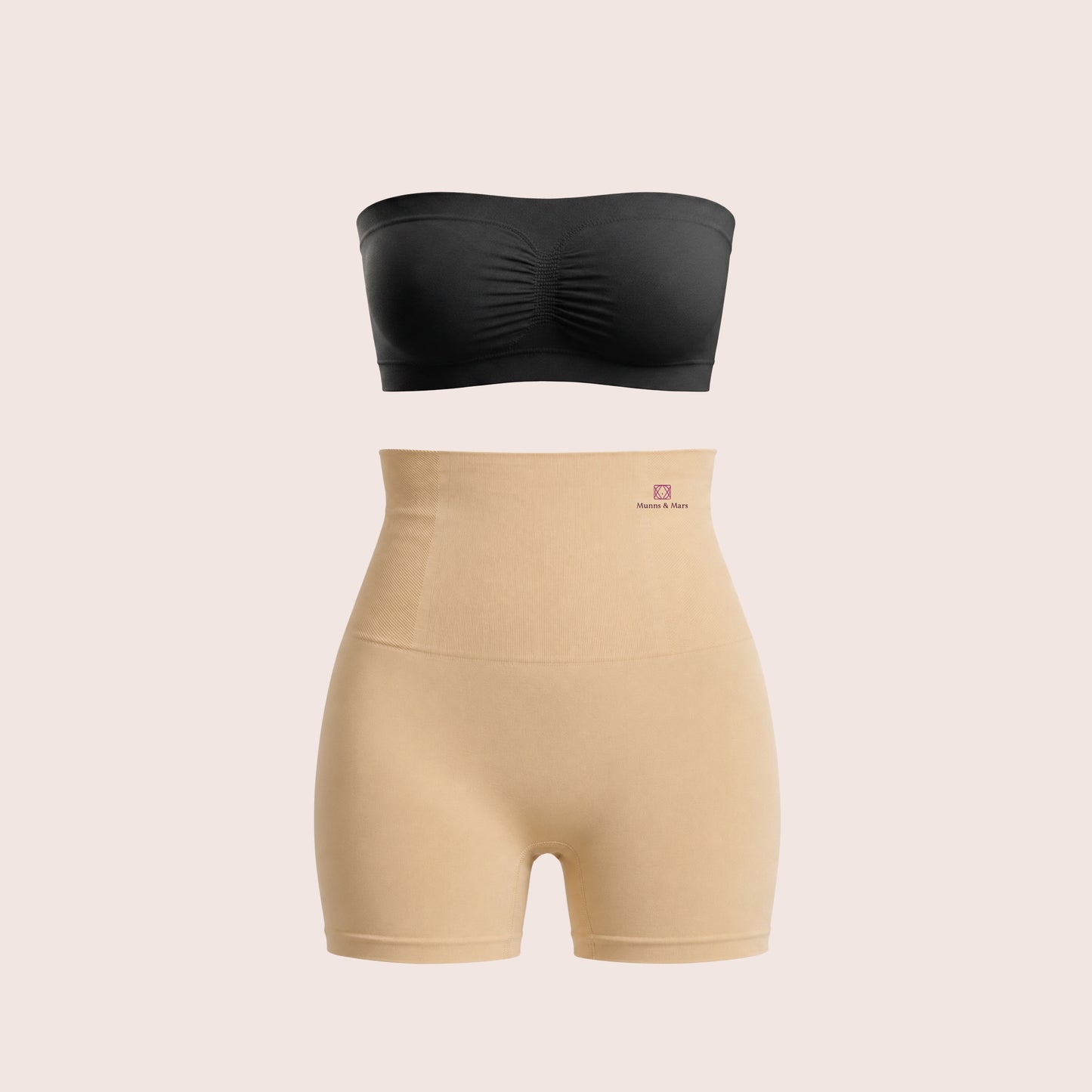 Munns & Mars Bundle of Seamless Non-Padded Tube Bra And Tummy & Thigh Shorts