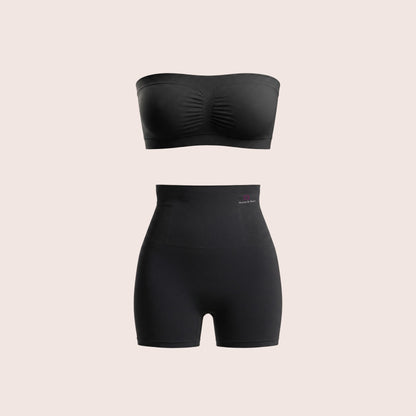 Munns & Mars Bundle of Seamless Non-Padded Tube Bra And Tummy & Thigh Shorts