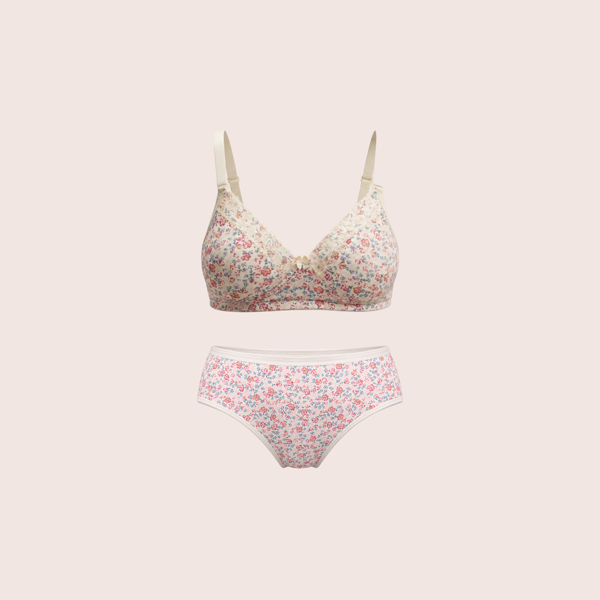 Munns & Mars Lingeries Set- T-shirt Bra & Mid Waist Hipster Panty with Outer Elastic