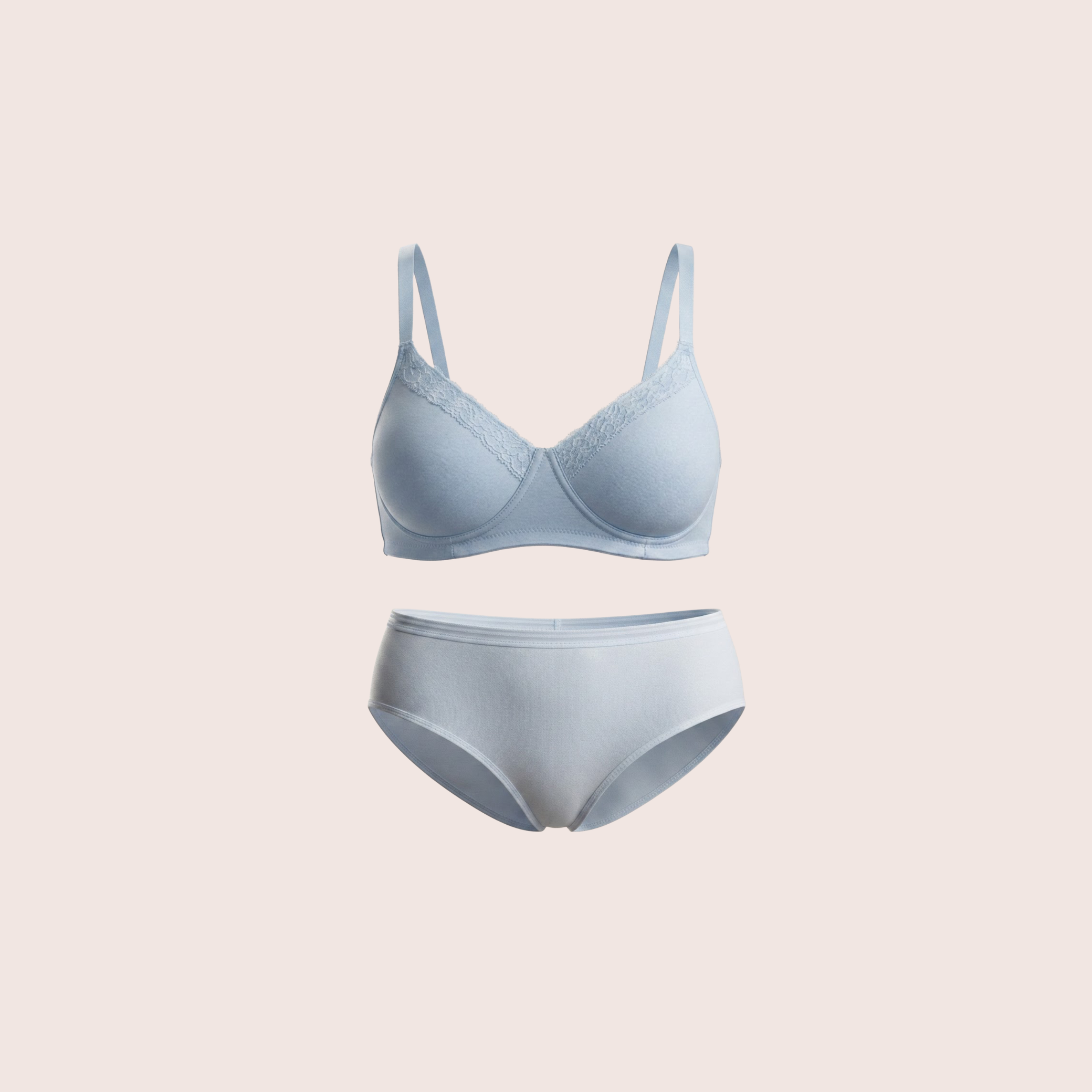 Munns & Mars Lingeries Set- T-shirt Bra & Mid Waist Hipster Panty with Outer Elastic