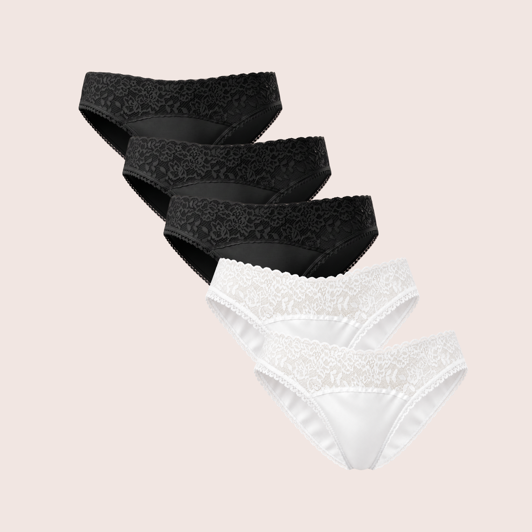 Mid Waist Bikini Panty with Lace (Pack of 5)