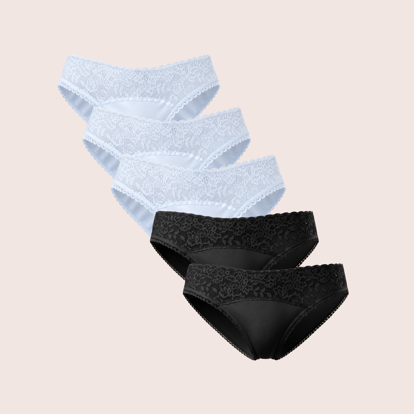 Mid Waist Bikini Panty with Lace (Pack of 5)
