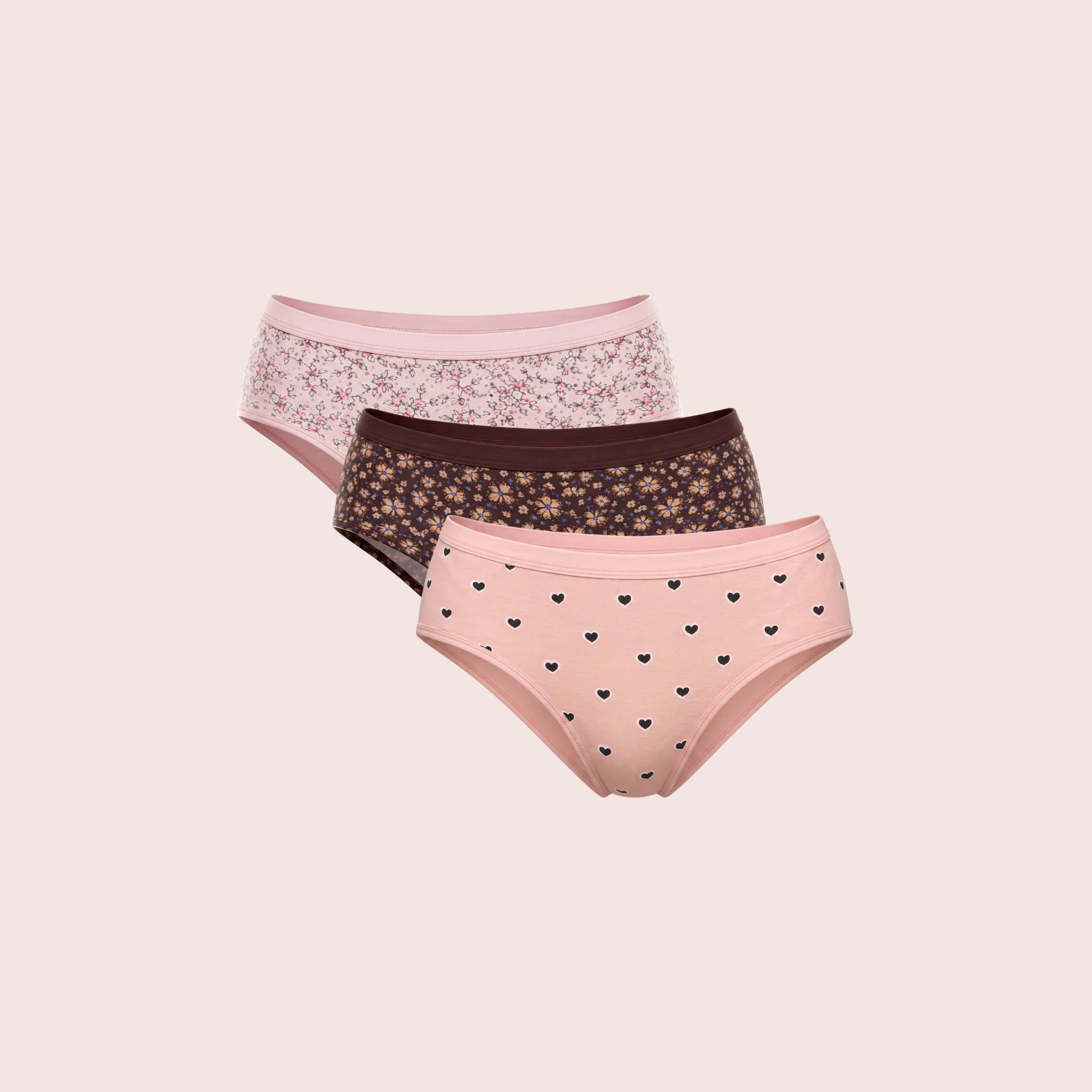 Munns & Mars Womens Cotton Printed Mid Waist Hipster Panty Pack of 3