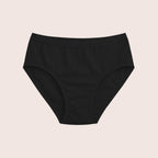 Black cotton mid-waist hipster panty, product overview graphic — Munns & Mars