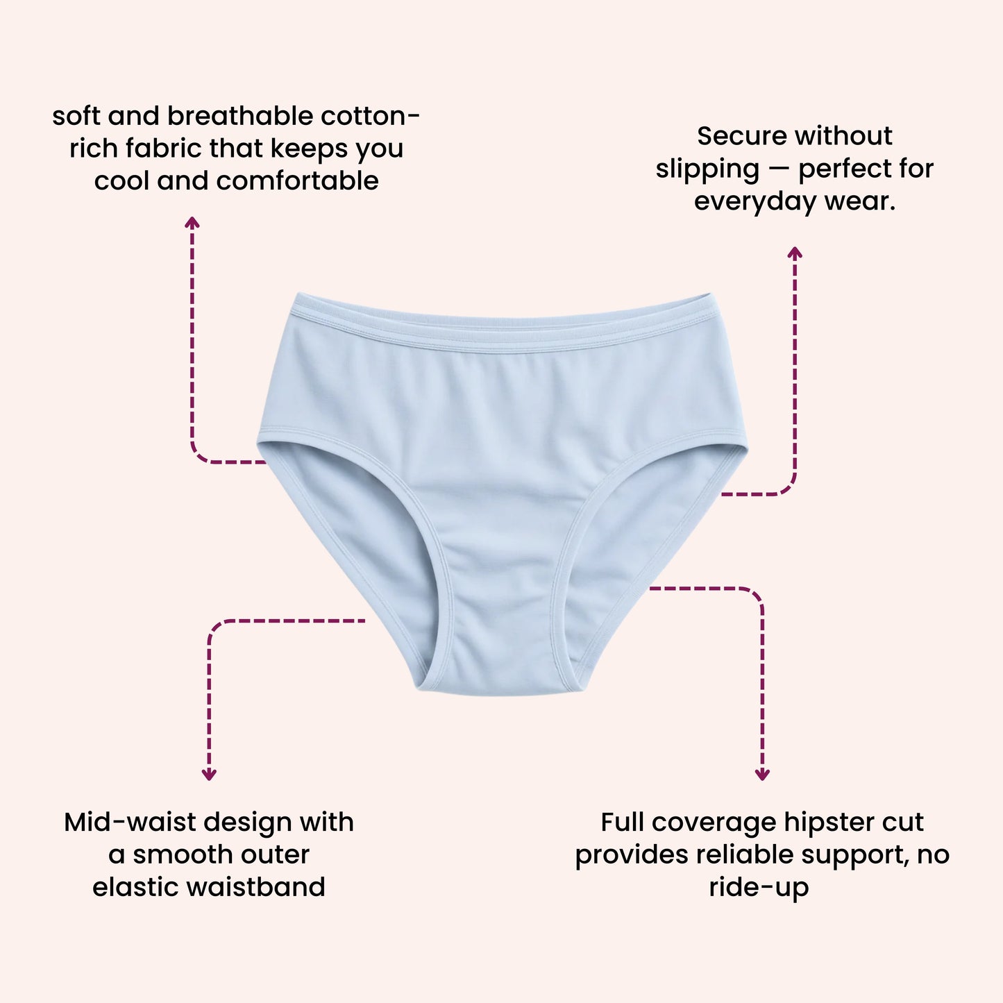 Munns & Mars Lingeries Set- T-shirt Bra & Mid Waist Hipster Panty with Outer Elastic