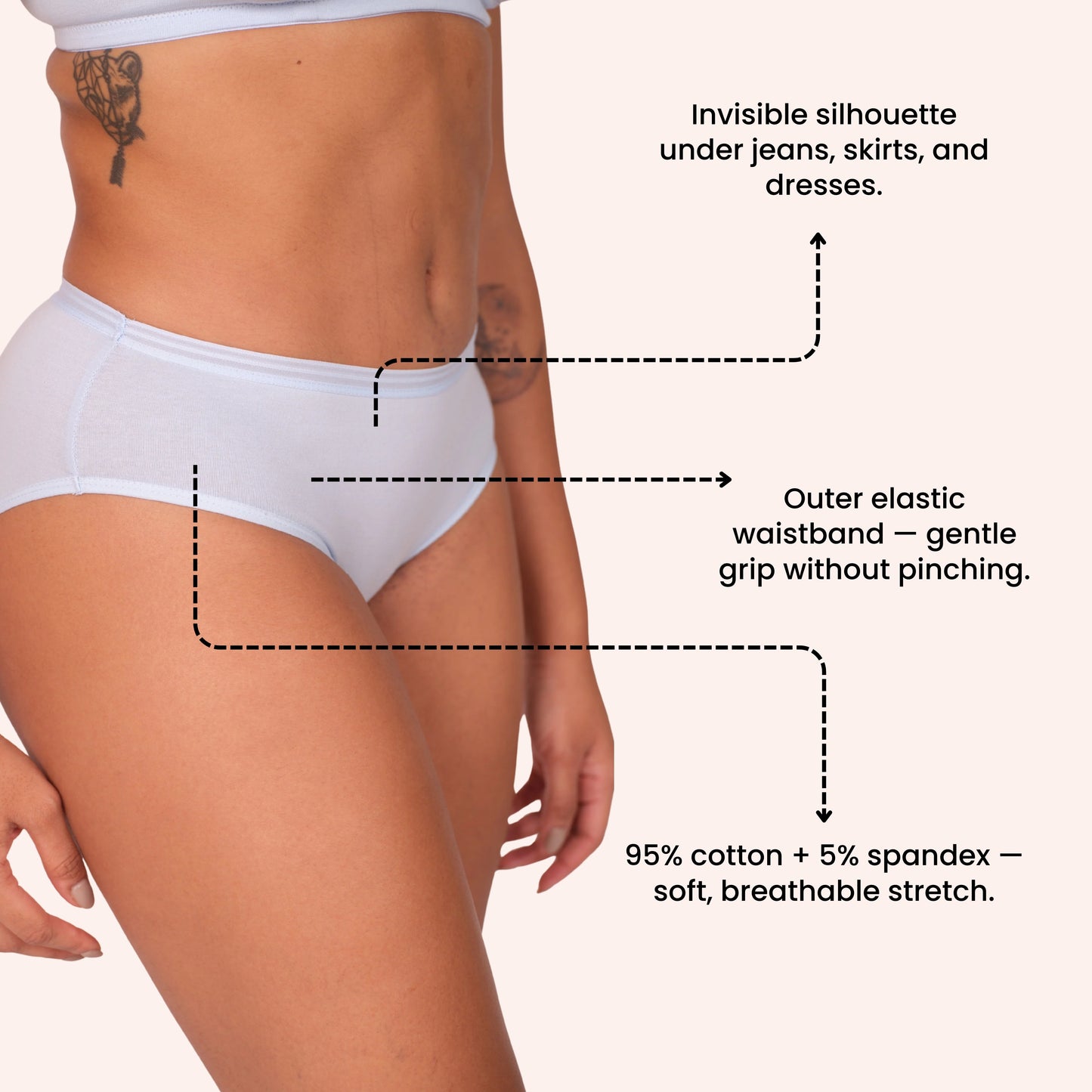 Munns & Mars Lingeries Set- T-shirt Bra & Mid Waist Hipster Panty with Outer Elastic