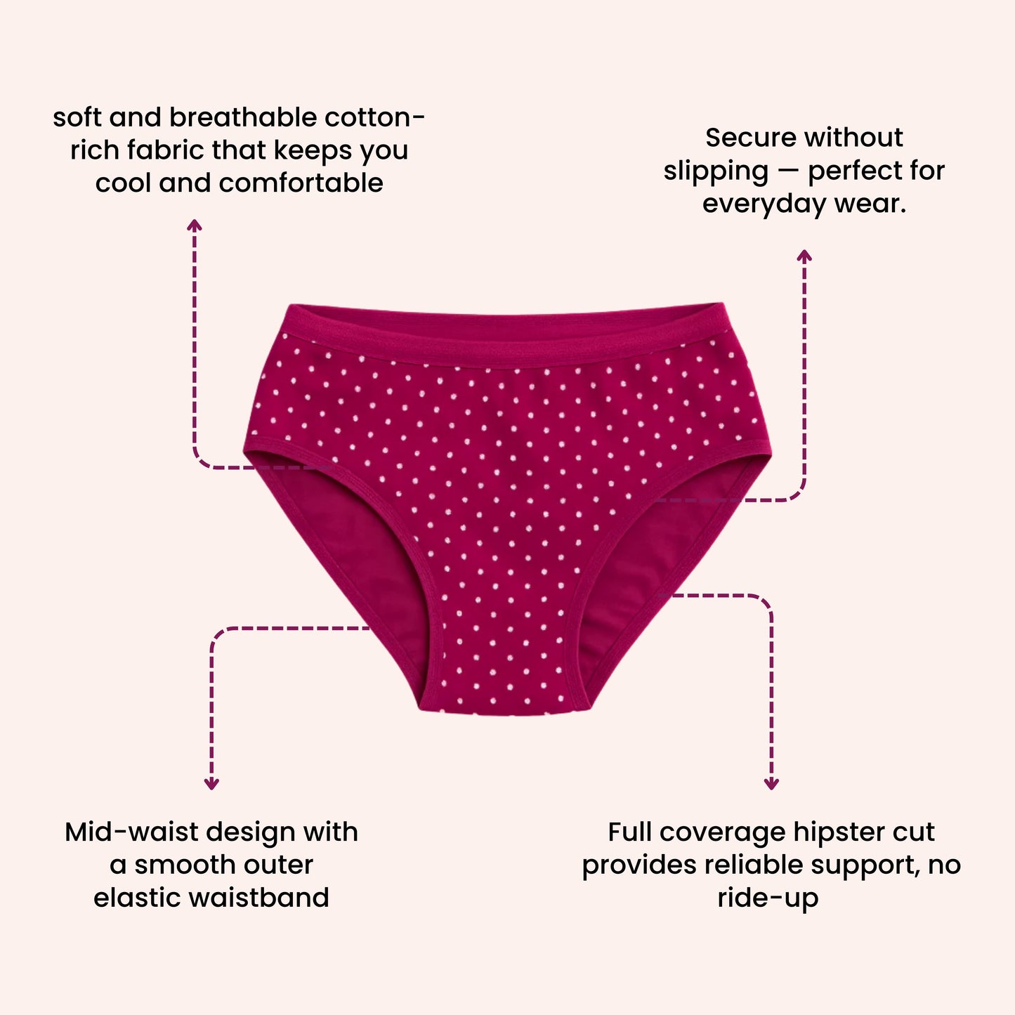 Munns & Mars Lingeries Set- T-shirt Bra & Mid Waist Hipster Panty with Outer Elastic