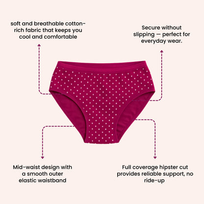 Munns & Mars Lingeries Set- T-shirt Bra & Mid Waist Hipster Panty with Outer Elastic