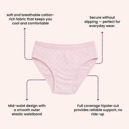 Mid Waist Hipster Panty (Outer Elastic-Printed)