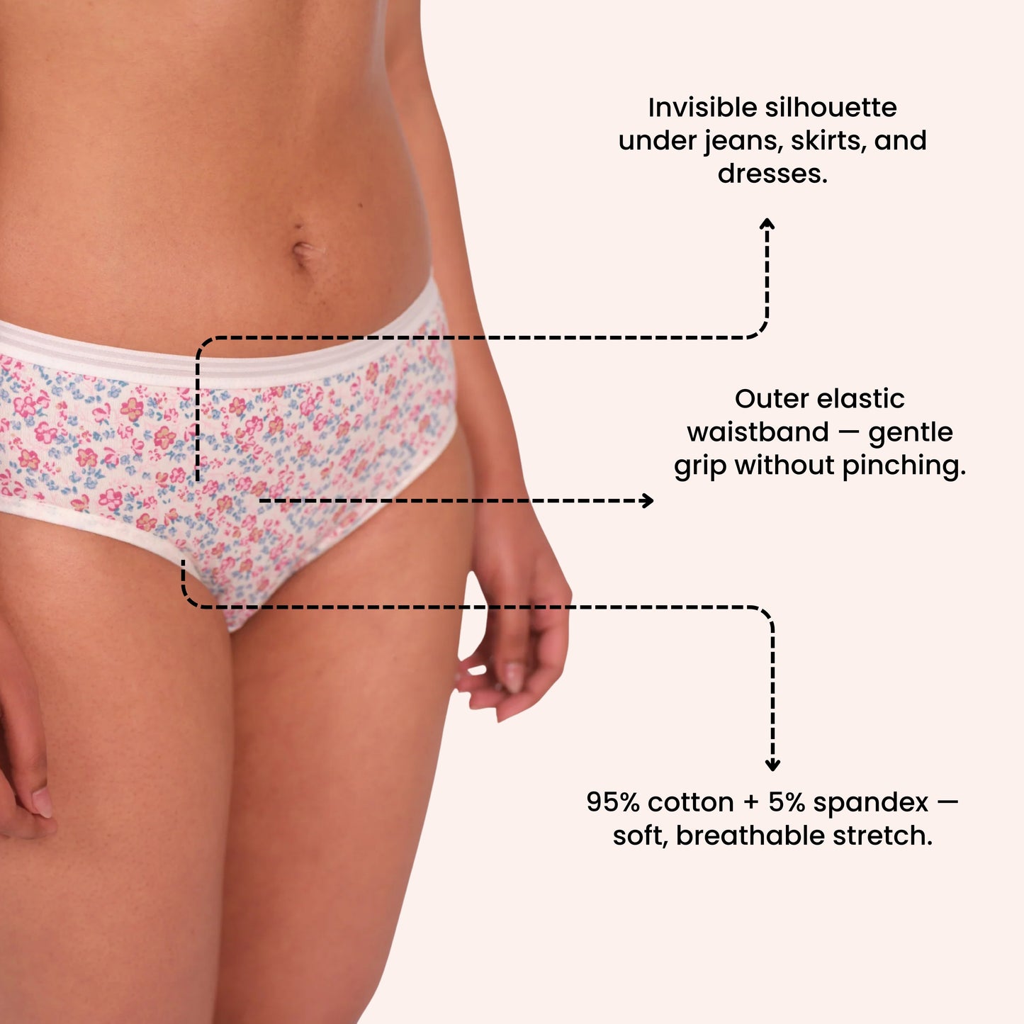 Munns & Mars Lingeries Set- T-shirt Bra & Mid Waist Hipster Panty with Outer Elastic