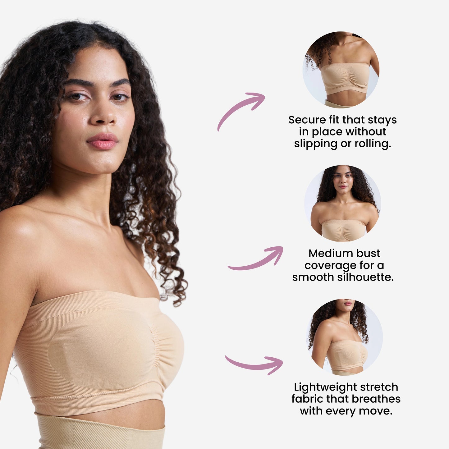 Munns & Mars Seamless Non-Padded Tube Bra - Beige