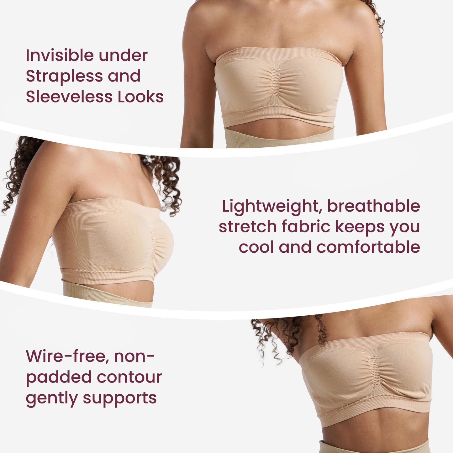 Munns & Mars Seamless Non-Padded Tube Bra - Beige
