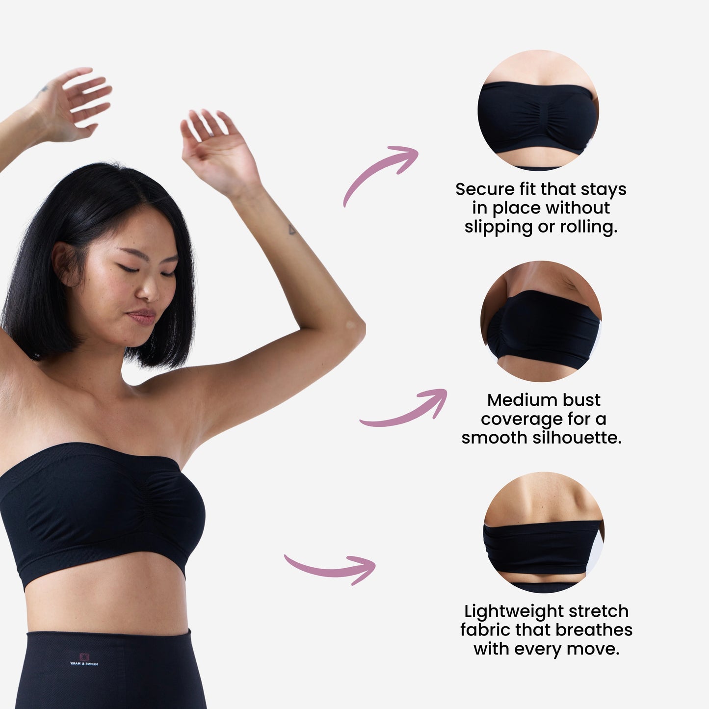 Munns & Mars Bundle of Seamless Non-Padded Tube Bra - Navy Blue & Black