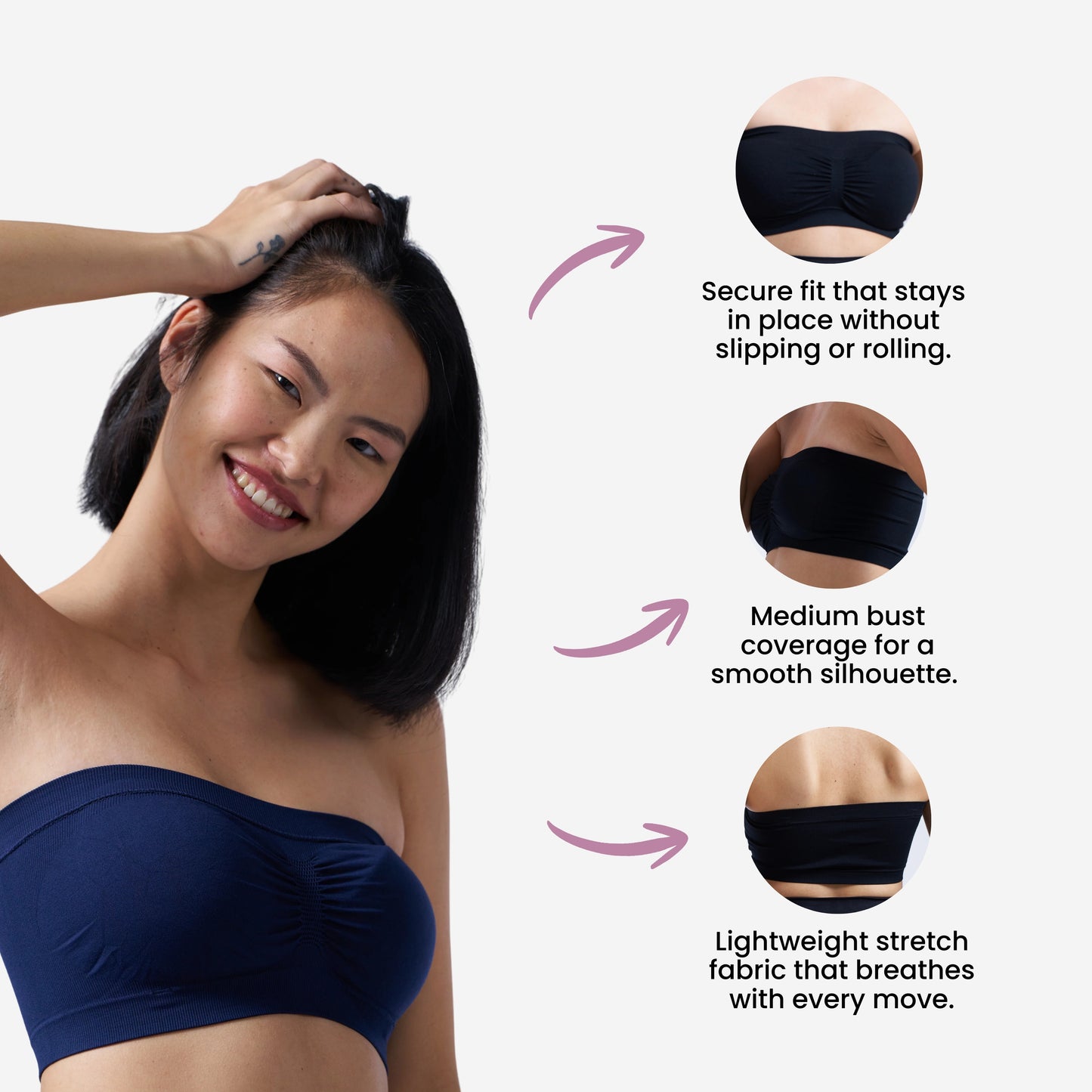 Munns & Mars Seamless Non-Padded Tube Bra - Navy Blue