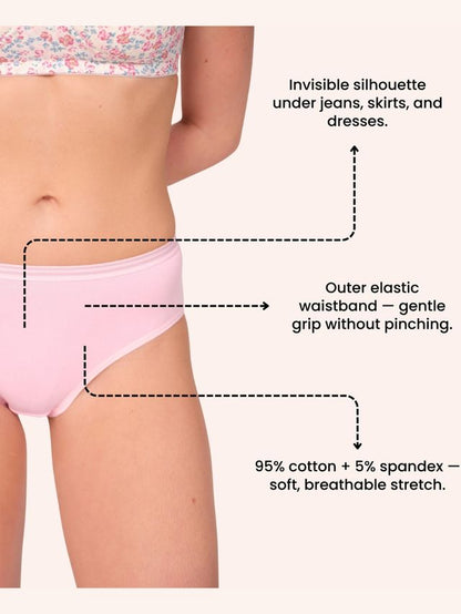 Munns & Mars Womens Cotton Mid Waist Hipster Panty