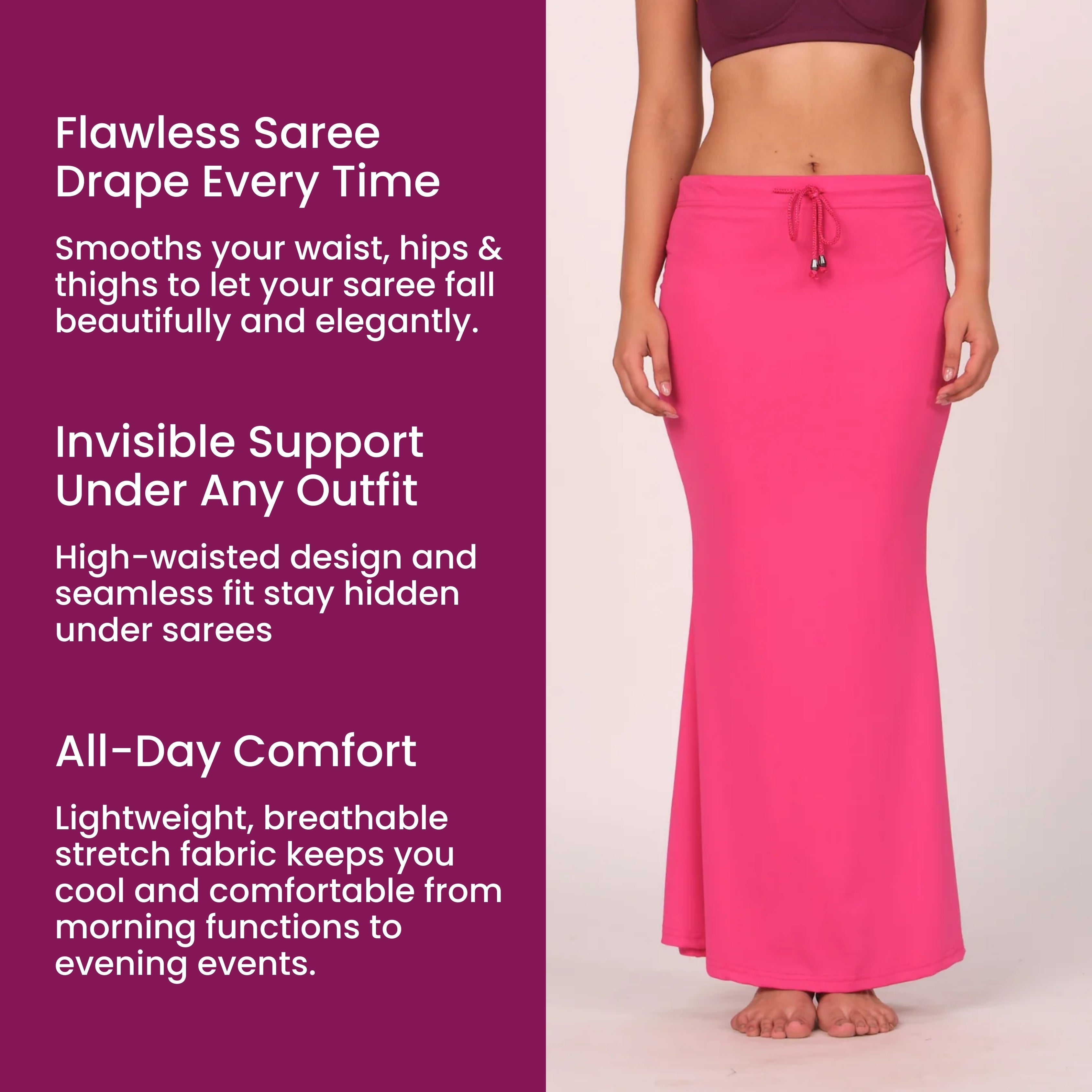 Munns & Mars Saree Shapewear Polyester Fish Cut - Pink