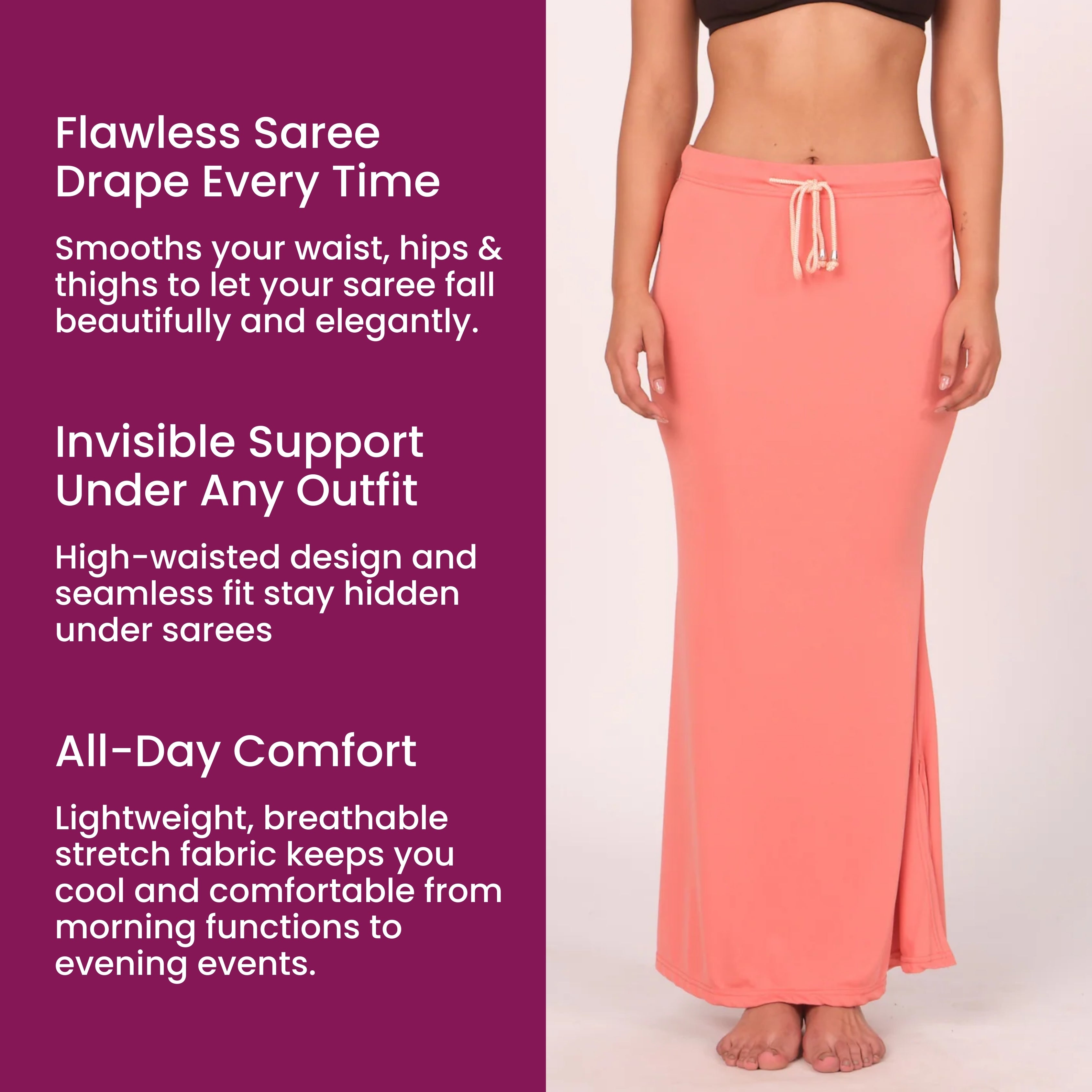 Munns & Mars Saree Shapewear Polyester Fish Cut - Peach