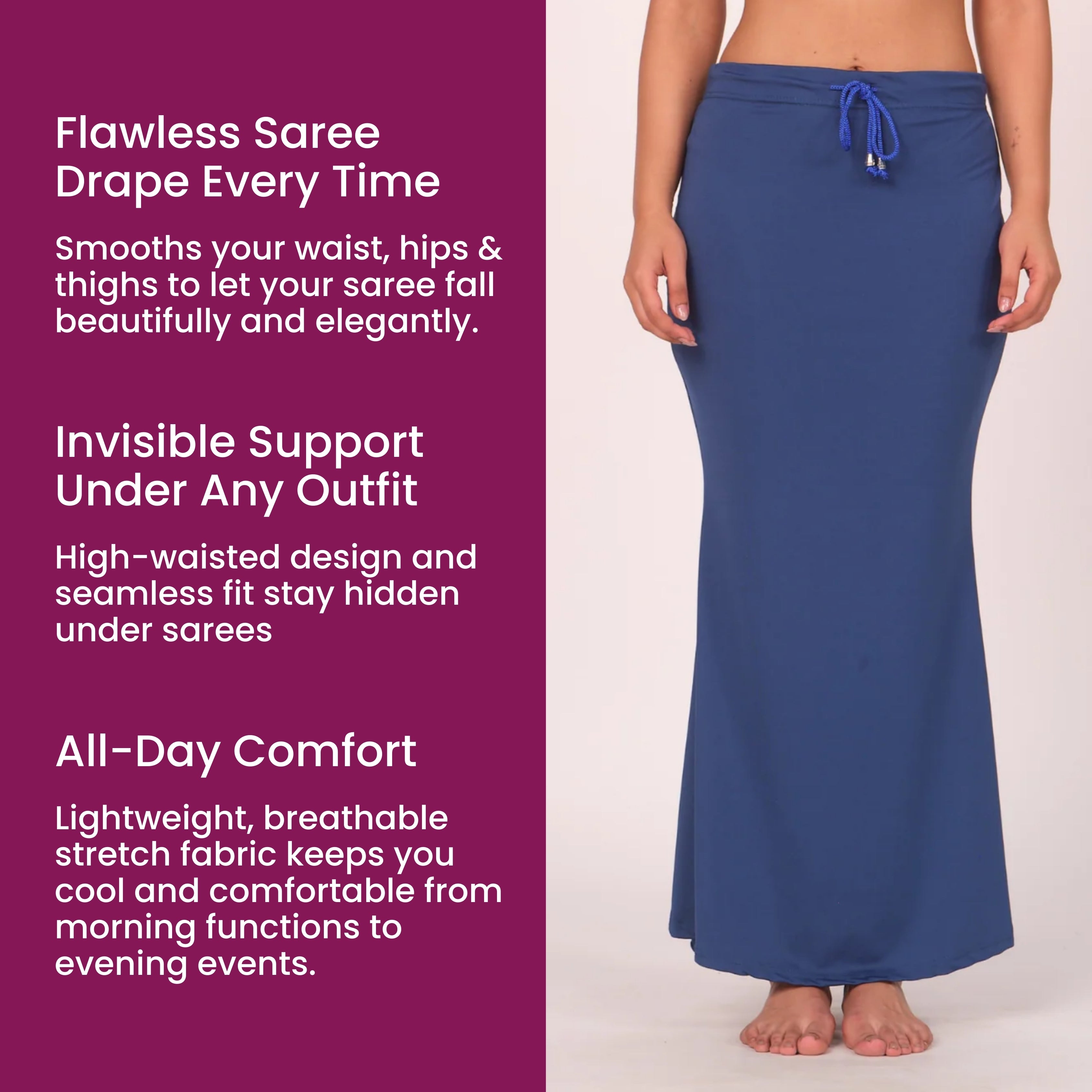 Munns & Mars Saree Shapewear Polyester Fish Cut - Peacock Blue