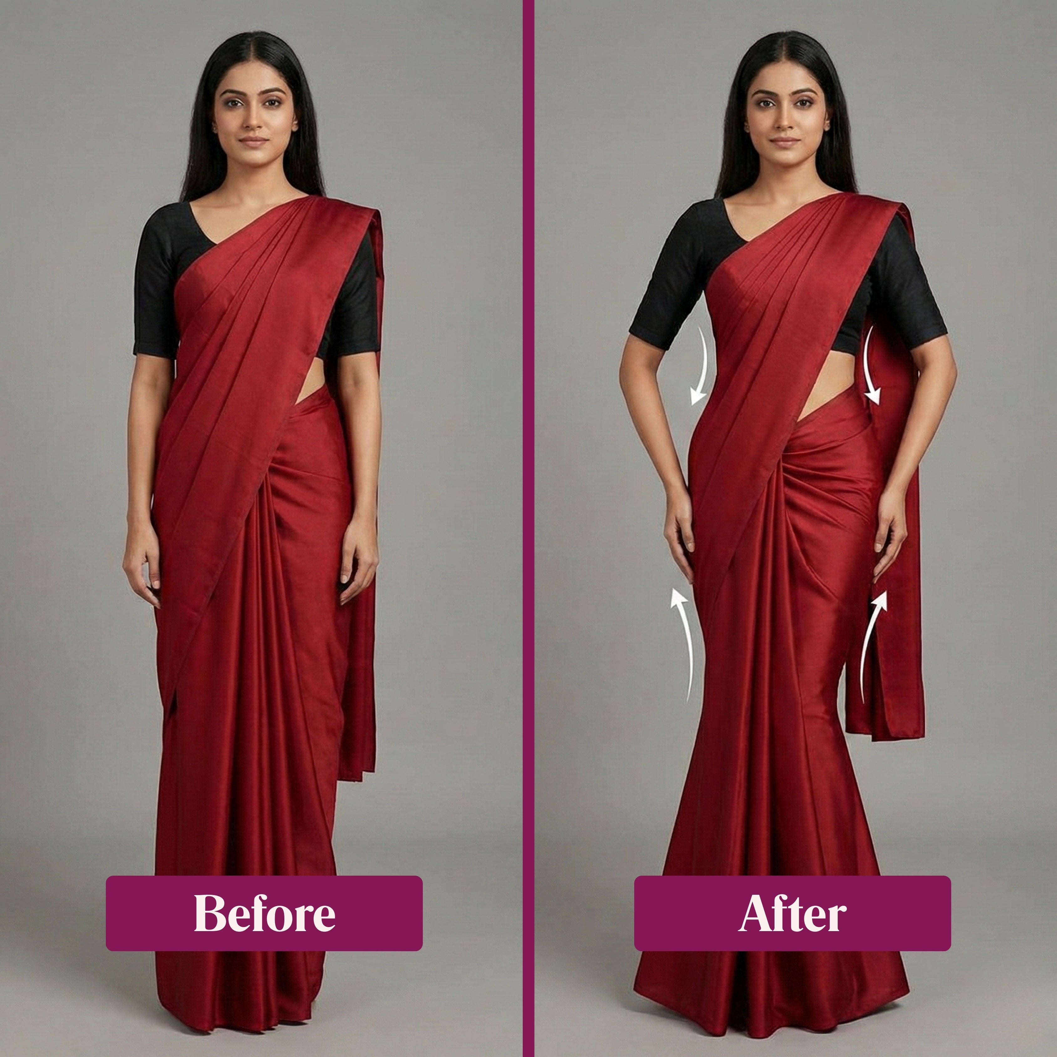 Munns & Mars Saree Shapewear Polyester Fish Cut - Strawberry