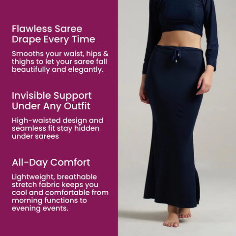 Munns & Mars Saree Shapewear Polyester Fish Cut - NavyBlue