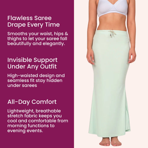 Munns & Mars Saree Shapewear Polyester Fish Cut - SeaGreen