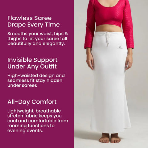 Munns & Mars Saree Shapewear Polyester Fish Cut - White