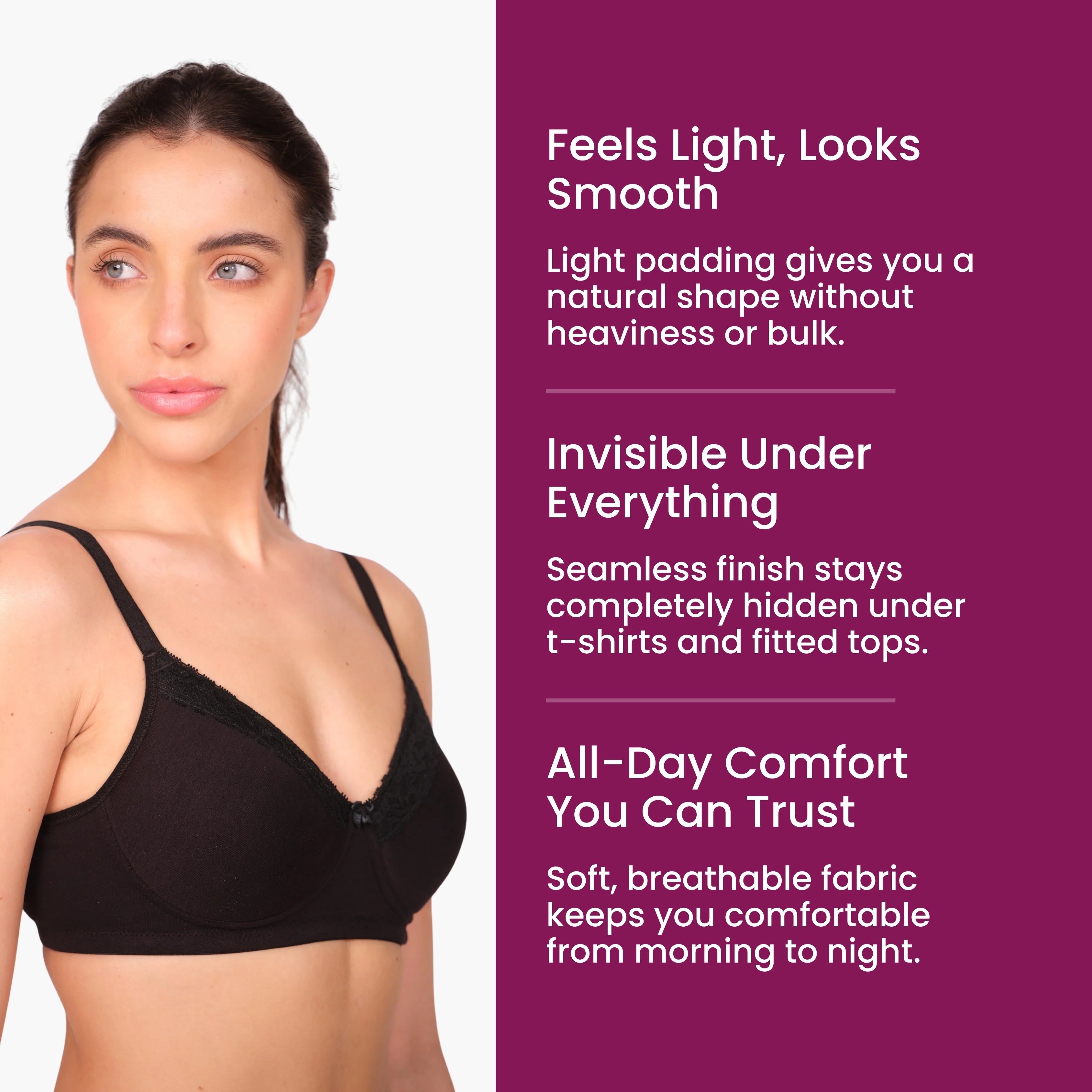 Lightly Padded T-Shirt Bra - Black