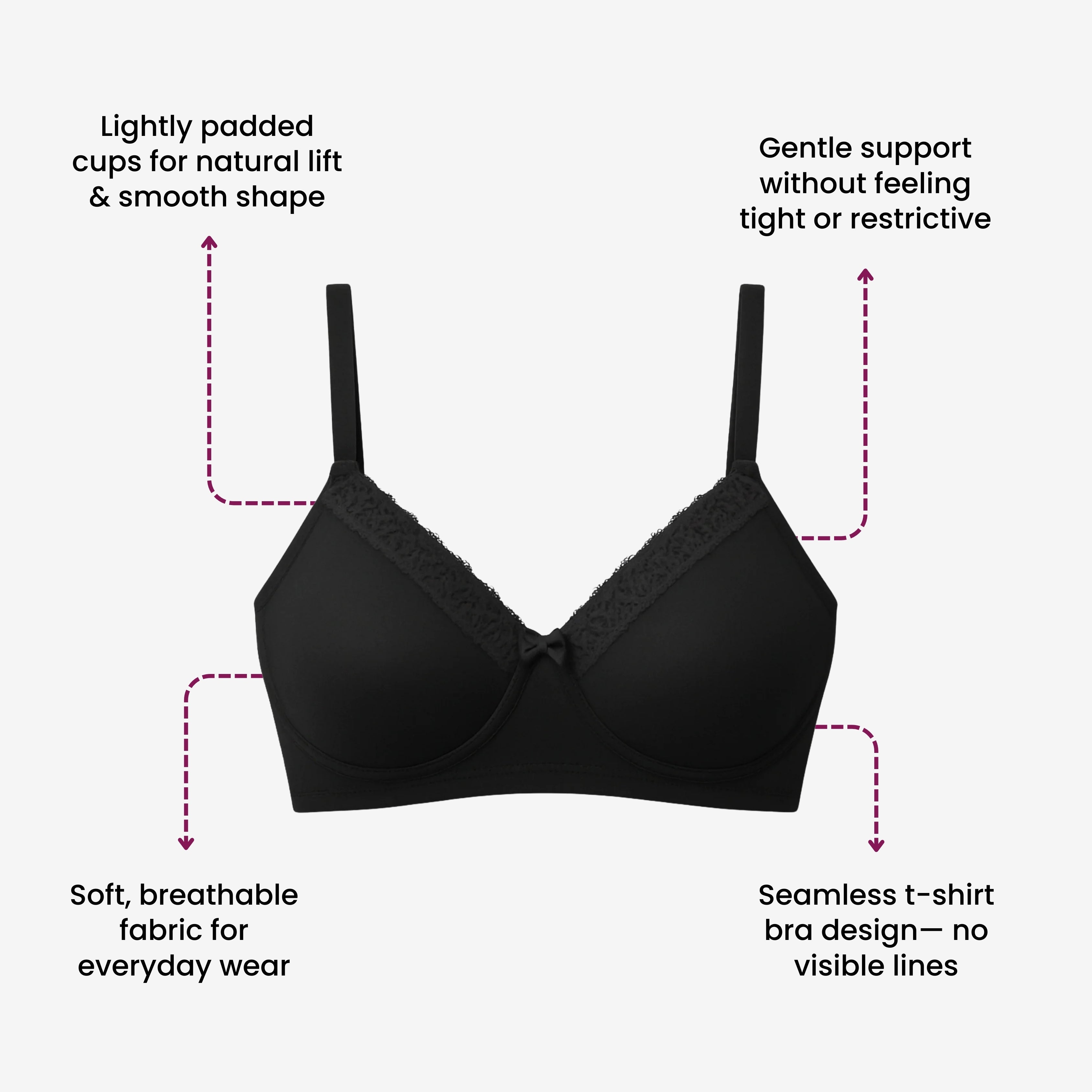 Lightly Padded T-Shirt Bra - Black
