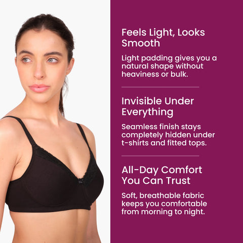 Lightly Padded T-Shirt Bra - Black