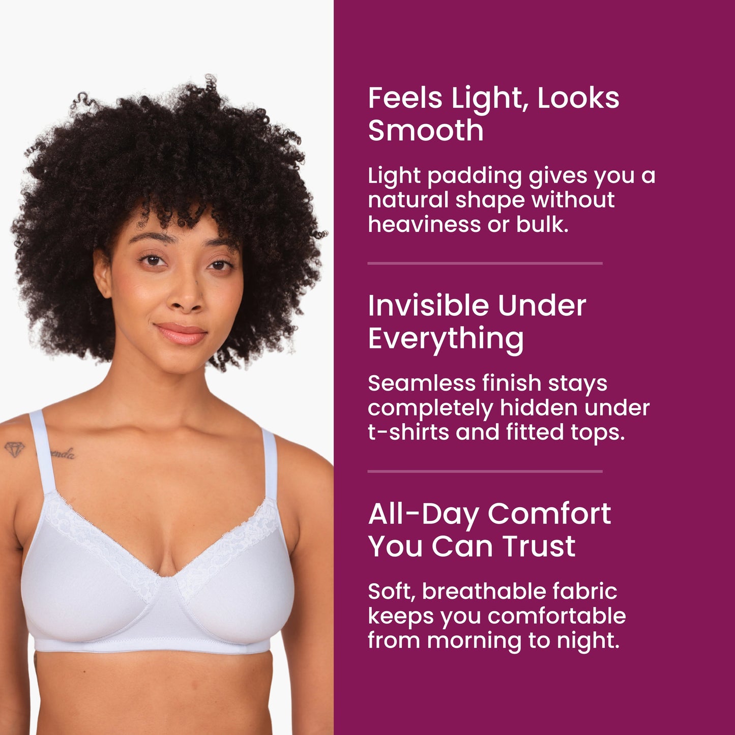 Munns & Mars Lingeries Set- T-shirt Bra & Mid Waist Hipster Panty with Outer Elastic