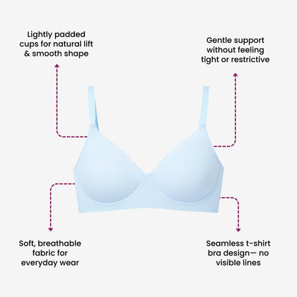 Munns & Mars Lingeries Set- T-shirt Bra & Mid Waist Hipster Panty with Outer Elastic