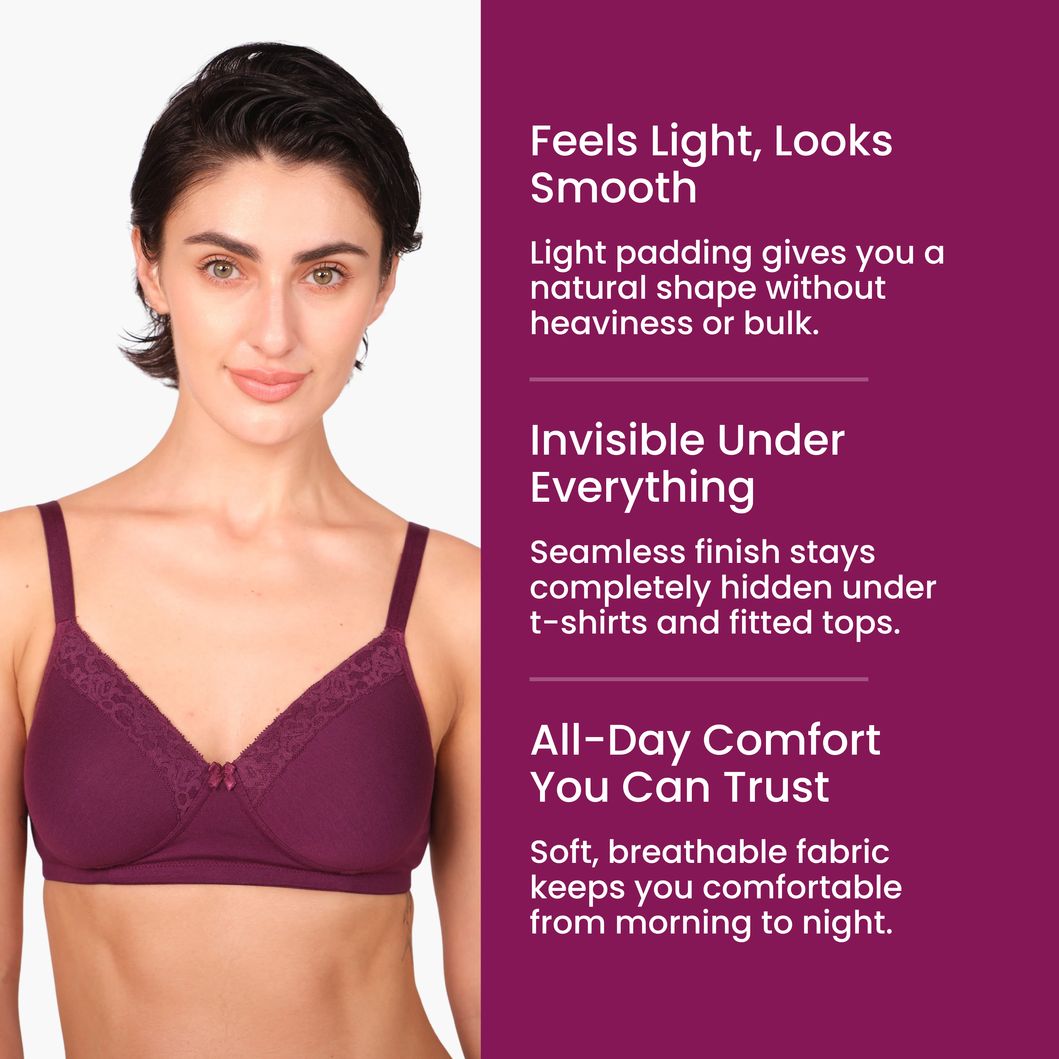 Lightly Padded T-Shirt Bra - Dark Purple