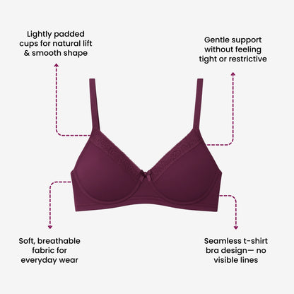 Lightly Padded T-Shirt Bra - Dark Purple