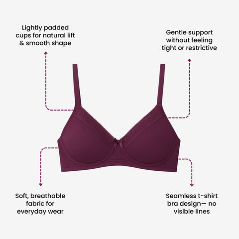 Lightly Padded T-Shirt Bra - Dark Purple