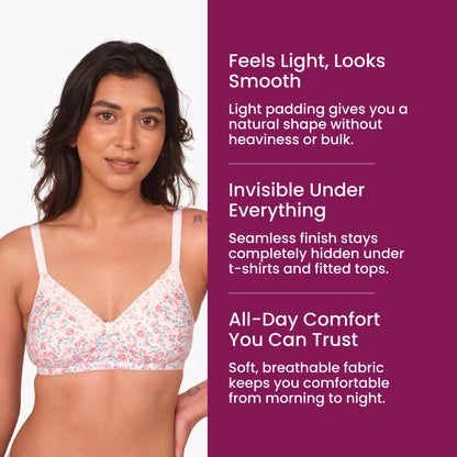 Munns & Mars Lingeries Set- T-shirt Bra & Mid Waist Hipster Panty with Outer Elastic